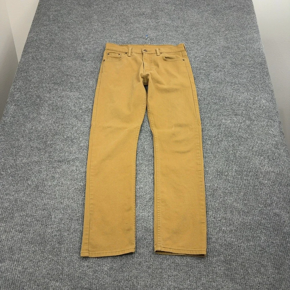 Levi's 513 Slim Straight Pants Mens 30x32 Tan Khaki Twill Stretch Casual Utility